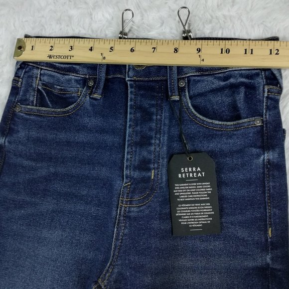 Serra Retreat Womens Jeans Straight Leg Blue Denim Dark Wash High Rise 0 New - Picture 3 of 14